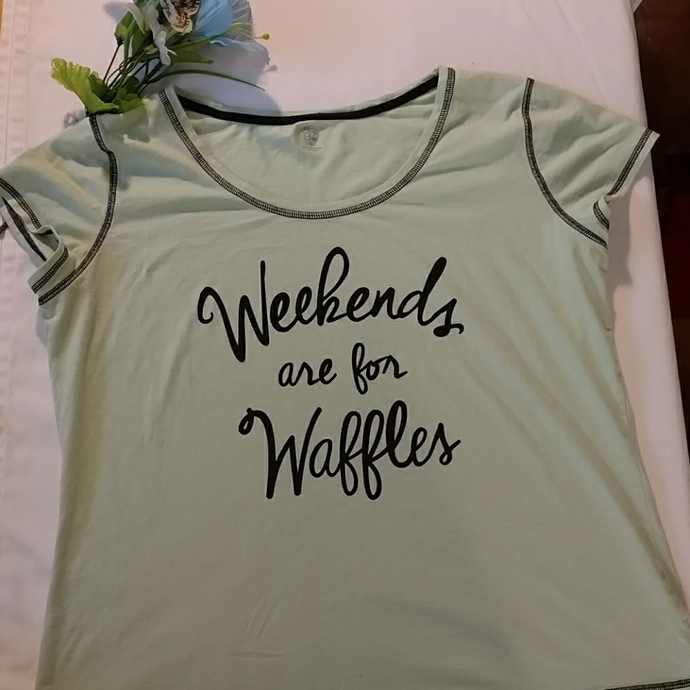 Womans pajama shirt Sleep Chic Weekends for Waffle